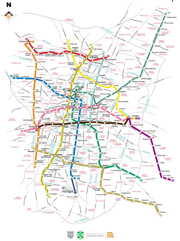 Mapas de las líneas y estaciones del Metro CDMX